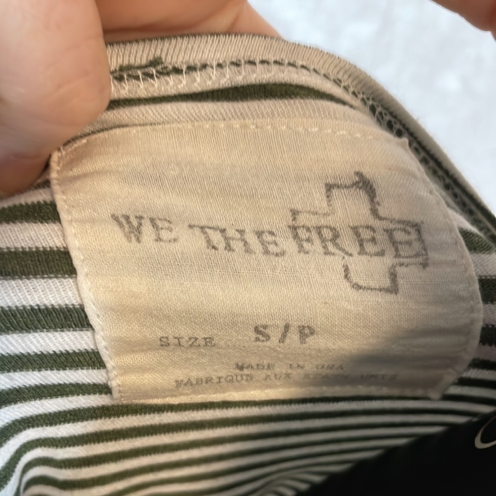 WE The Free Green‎ White Striped 3/4 Sleeve Baby Doll Size Small - Picture 4 of 5